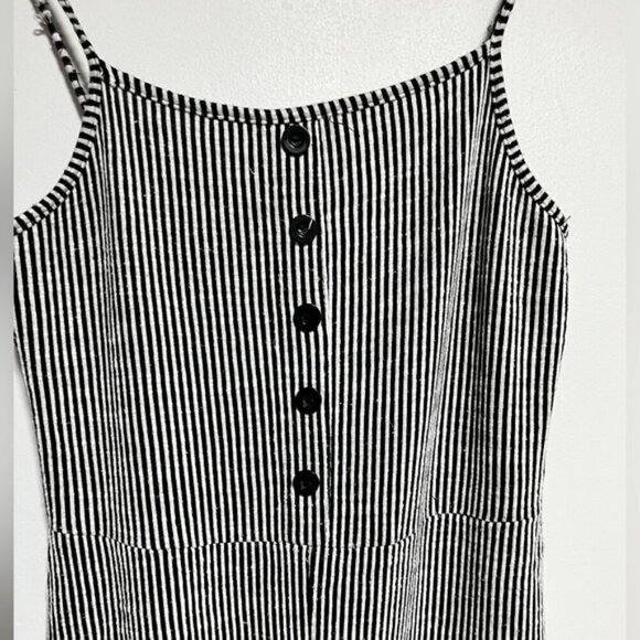 Caution to the Wind Black & White Striped Sleeveless Jumpsuit  - Size S - Picture 3 of 9